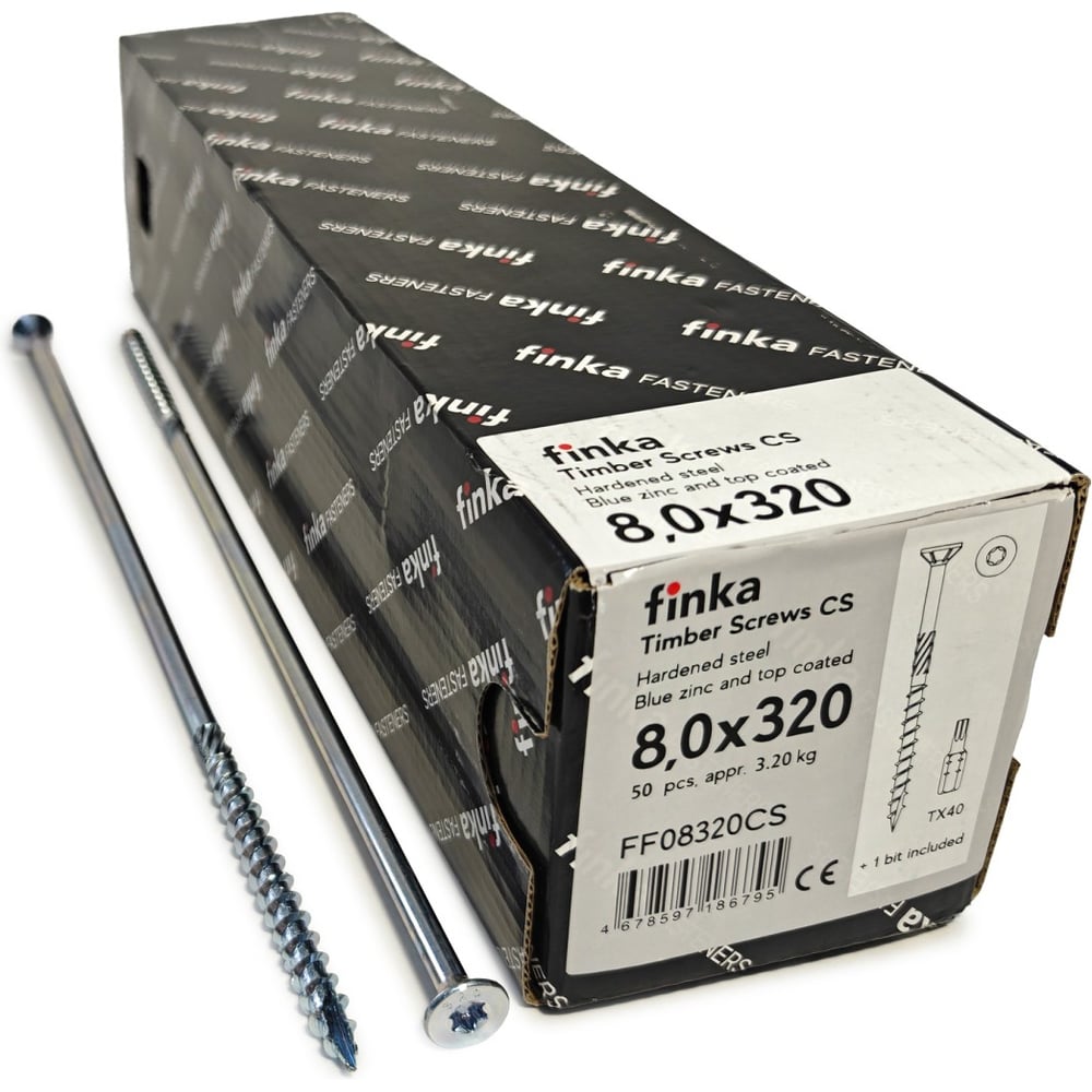 Изображение товара Шурупы конструкционные Finka Timber Screws CS 8,0x320 TX40 (Голубой цинк, потай, 50шт) FF08320CS