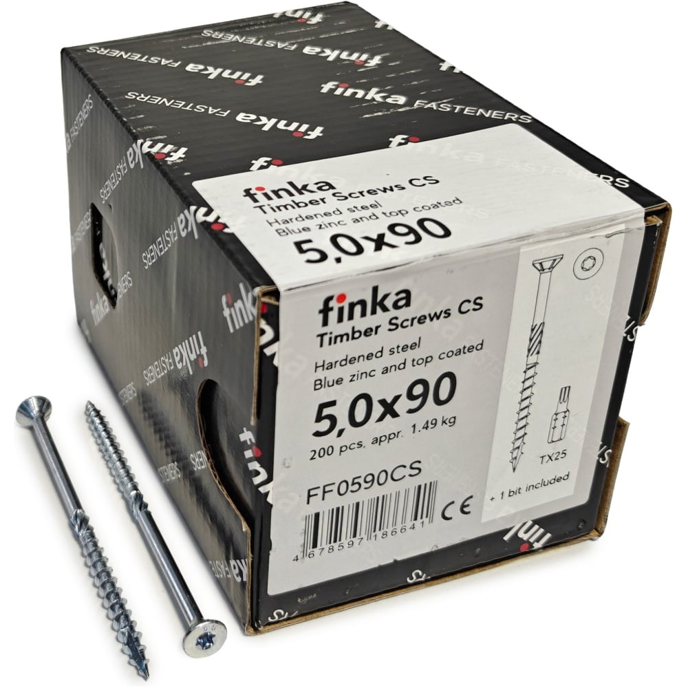 Изображение товара Конструкционные шурупы Finka Timber Screws CS 5,0x90 TX25 голубой цинк, 200 шт