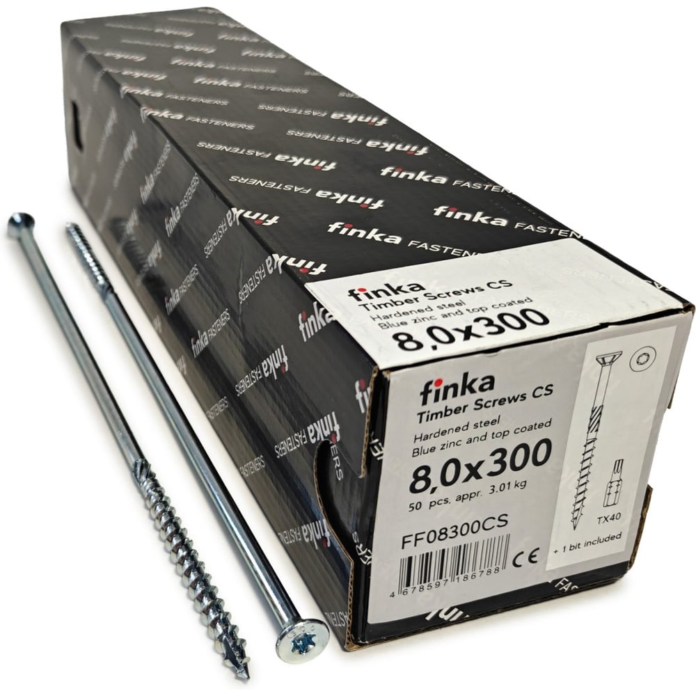 Изображение товара Конструкционные шурупы Finka Timber Screws CS 8,0x300 TX40 голубой цинк 50 шт