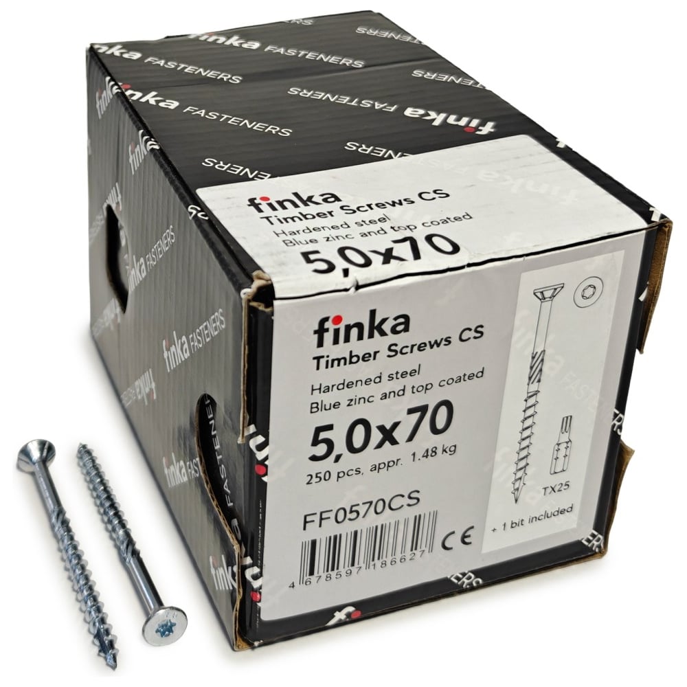Изображение товара Конструкционные шурупы Finka Timber Screws CS 5 0x70 TX25 голубой цинк 250шт