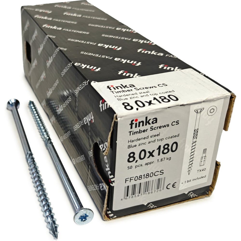 Изображение товара Конструкционные шурупы Finka Timber Screws CS 8,0x180 TX40 голубой цинк 50шт