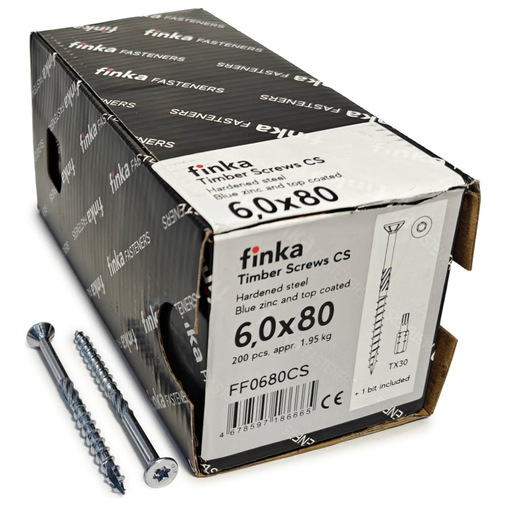 Изображение товара Шурупы конструкционные Finka Timber Screws CS 6,0x80 TX30 голубой цинк 200 шт