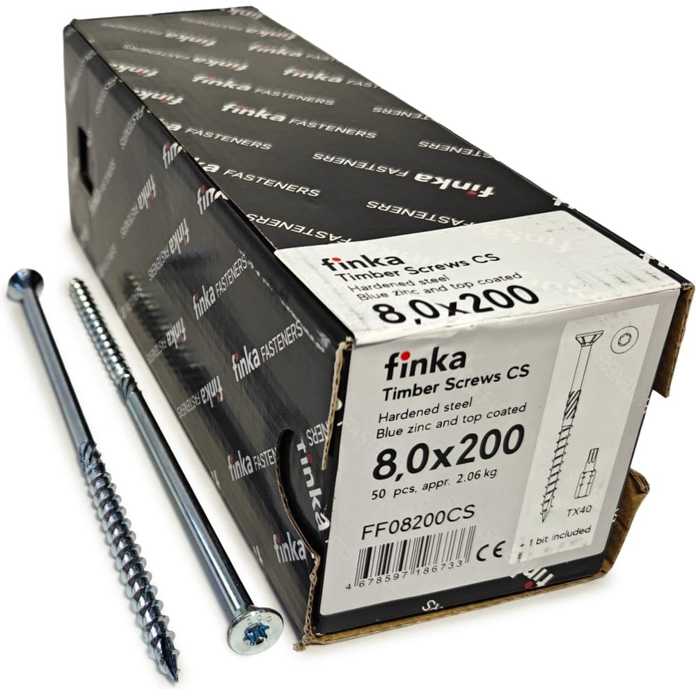 Изображение товара Конструкционные шурупы Finka Timber Screws 8х200 TX40 голубой цинк 50 шт