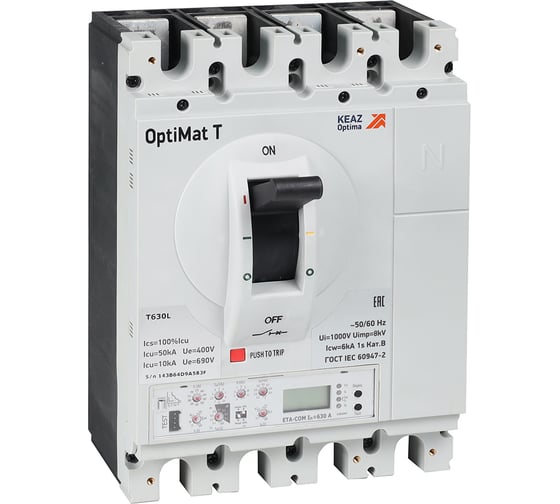 Изображение товара Выключатель автоматический КЭАЗ OptiMat T630L ETA-COM 630A 3P 355898
