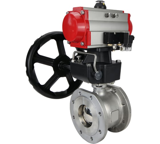 Изображение товара Шаровой кран DN.ru КШмФП.316.200 Ду25 Ру16 пневмопривод, пневмораспред, дублёр D160-01763