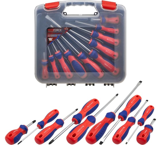 Изображение товара Отвертки в комплекте с битами YATAFORCE набор 10 предметов YF-7010C(66044)