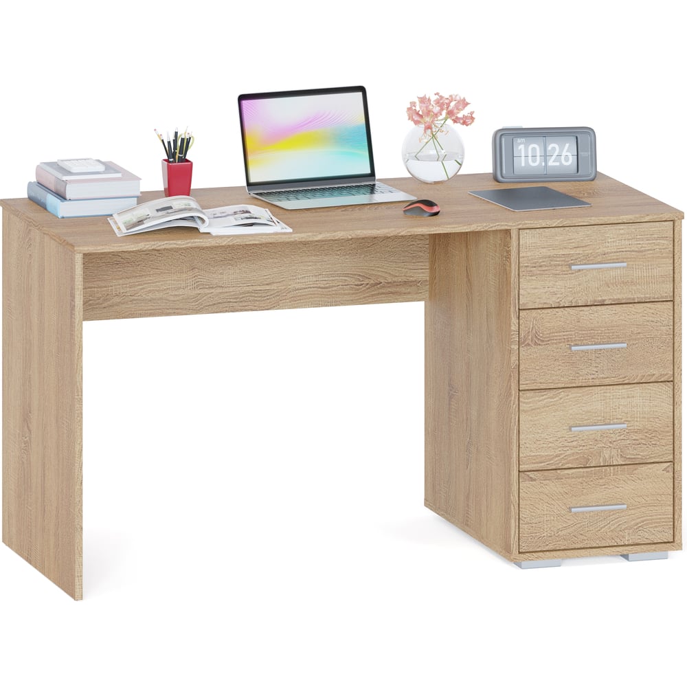 Изображение товара Письменный стол СОКОЛ Дуб сонома СПм-354 - современный рабочий стол с ящиками и тумбой