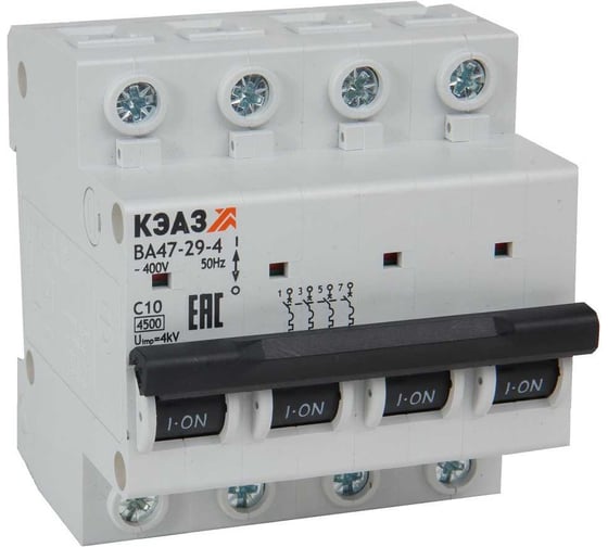 Изображение товара Выключатель автоматический КЭАЗ модульный ВА47-29-4B2-УХЛ3 (4,5кА) 318320