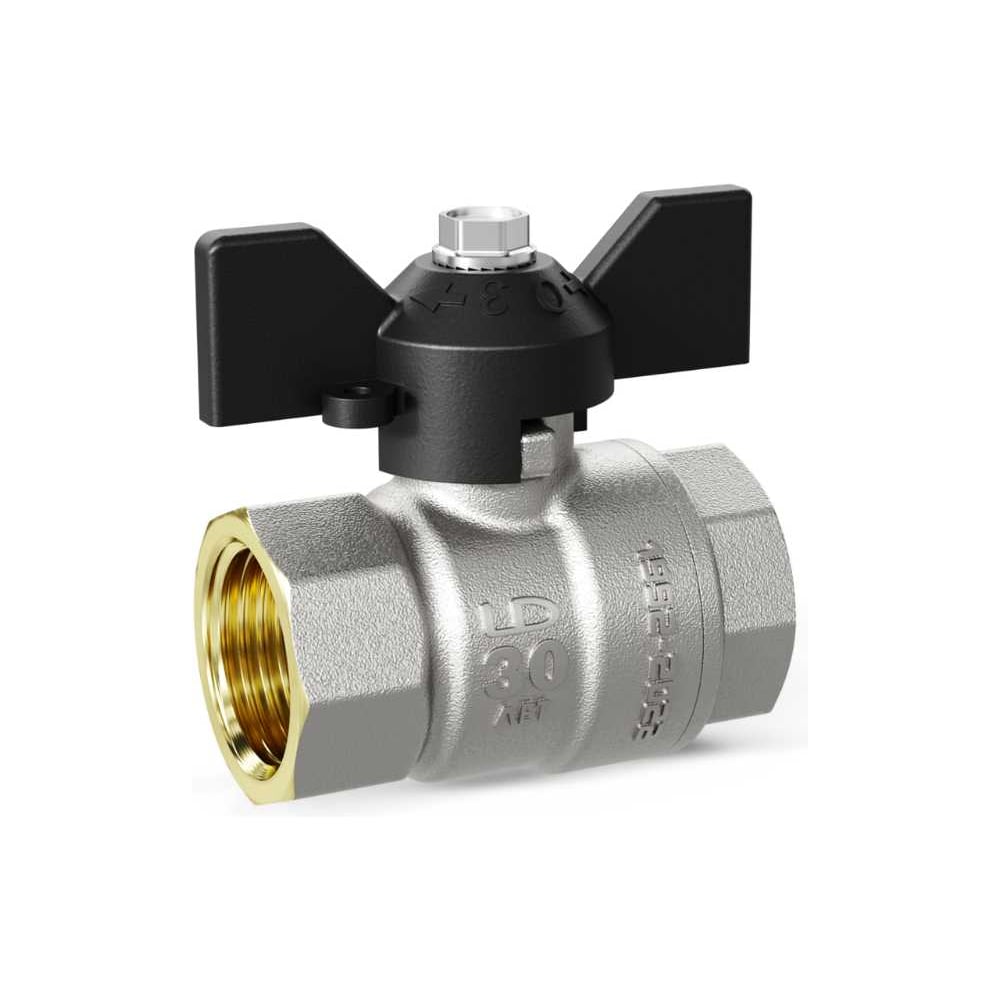 Изображение товара Кран шаровой латунный LD Pride 47.25.В-В.Б GAS Ду 25 Ру 40 бабочка с биркой LD 47.360.25