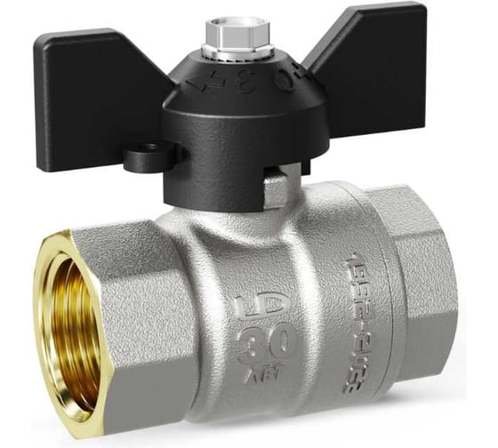 Изображение товара Кран шаровой латунный LD Pride 47.25.В-В.Б GAS Ду 25 Ру 40 бабочка с биркой LD 47.360.25