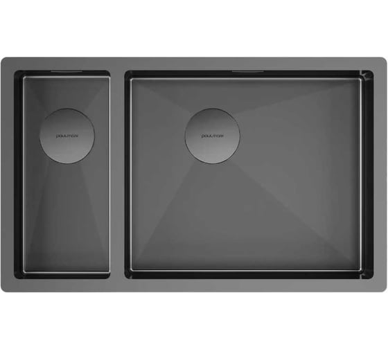 Изображение товара Мойка Paulmark NEXT 69/2S UNI нержавеющая сталь, вороненая сталь, левая, 690x440мм, 1.2 мм PM226944-GML