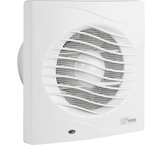 Изображение товара Вытяжной вентилятор, Ø100 мм, с обратным клапаном и москитной сеткой, квадратный, с решеткой, из АБС пластика, цвет БЕЛЫЙ. GFmark 5001