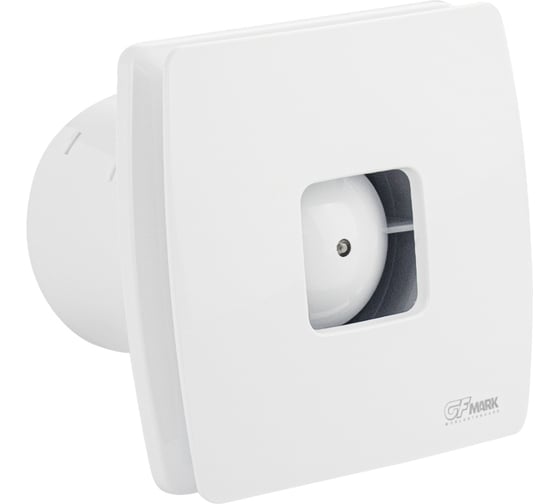 Изображение товара Вытяжной вентилятор, Ø100 мм, с обратным клапаном, квадратный, закрытый с окошком, из АБС пластика, цвет БЕЛЫЙ. GFmark 50044