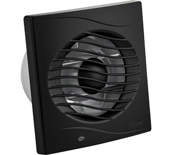 Изображение товара Вытяжной вентилятор GFmark D-100 мм, с обратным клапаном и москитной сеткой, квадратный, с решеткой, из АБС пластика, цвет ЧЕРНЫЙ. 50012