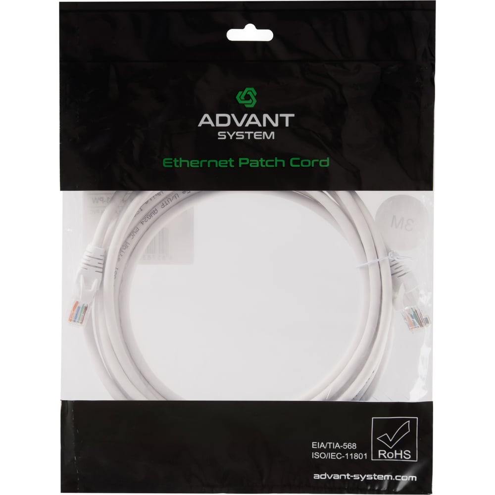 Изображение товара Патч-корд Advant кат. 5е, U/UTP, 3 м, белый