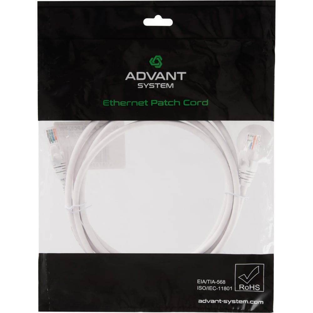 Изображение товара Патч-корд Advant кат 5е U/UTP 2 м белый кабель Ethernet RJ45