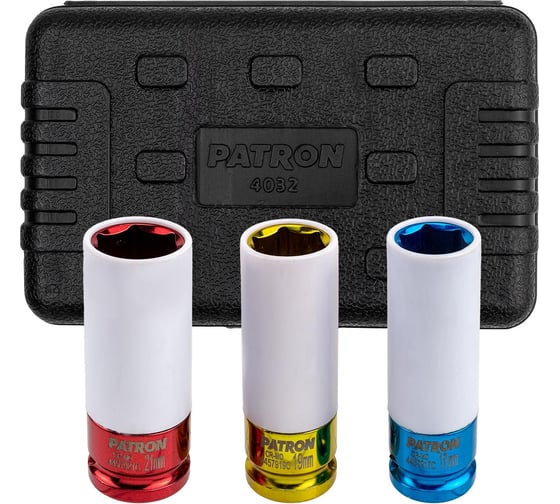 Изображение товара Головки ударные тонкостенные Patron набор 3 предмета, 1/2 (6 граней) P-4032(65898)