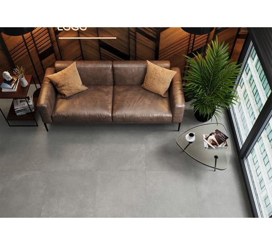 Изображение товара Керамогранит матовый Микроцемент темно-серый / Microcement Graphite Artkera Group 600х600х9,5 1,44 м2 (4 шт в уп) графит GP6060MIM25M