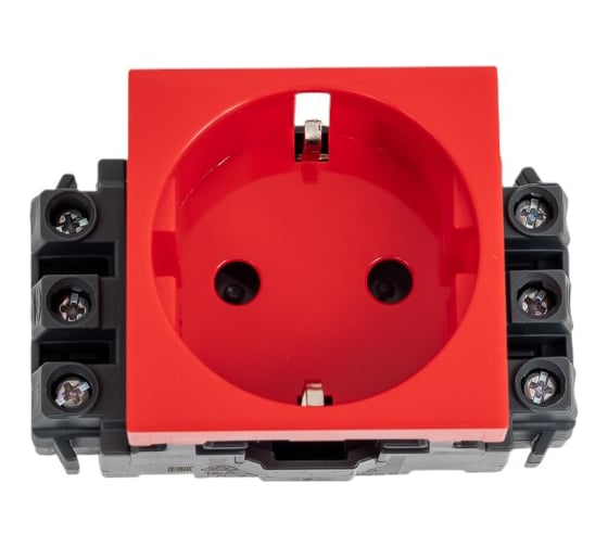 Изображение товара Розетка Legrand 2К+3- Программа Mosaic для монтажа на кабель-каналах с винтовыми зажимами красная 077611
