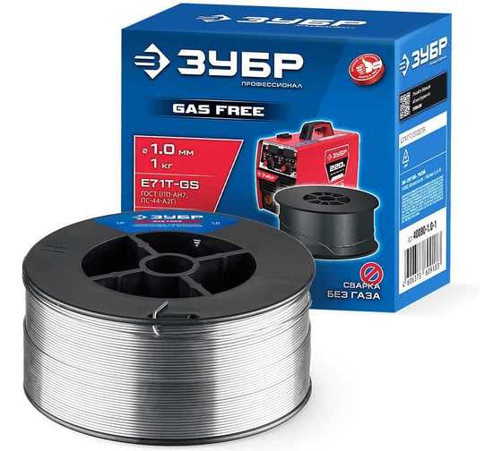 Изображение товара Порошковая сварочная проволока (с флюсом) Зубр Профессионал П-СП, 1.0 мм, 1 кг, тип E71T-GS 40080-1.0-1