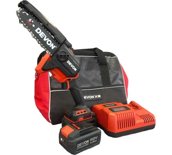 Изображение товара Аккумуляторная цепная пила DEVON 2 АКБ 4 Ач, З/У, 4559-Li-40-SET 4559-Li-20-SET