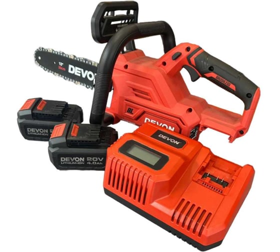 Изображение товара Аккумуляторная цепная пила DEVON 2 АКБ 4 Ач, З/У, 4557-Li-40-SET 4557-Li-20-SET