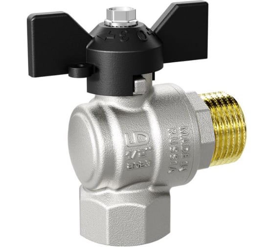 Изображение товара Кран шаровой латунный угловой LD Pride 47.20.В-Н.У.Б Ду 20 Ру 40 бабочка с биркой LD 47.212.20