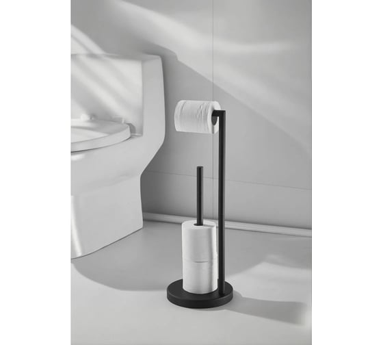Изображение товара Держатель для туалетной бумаги напольный PERFECTO LINEA AQUAMARINE, нержавеющая сталь/чёрный, 35-230011