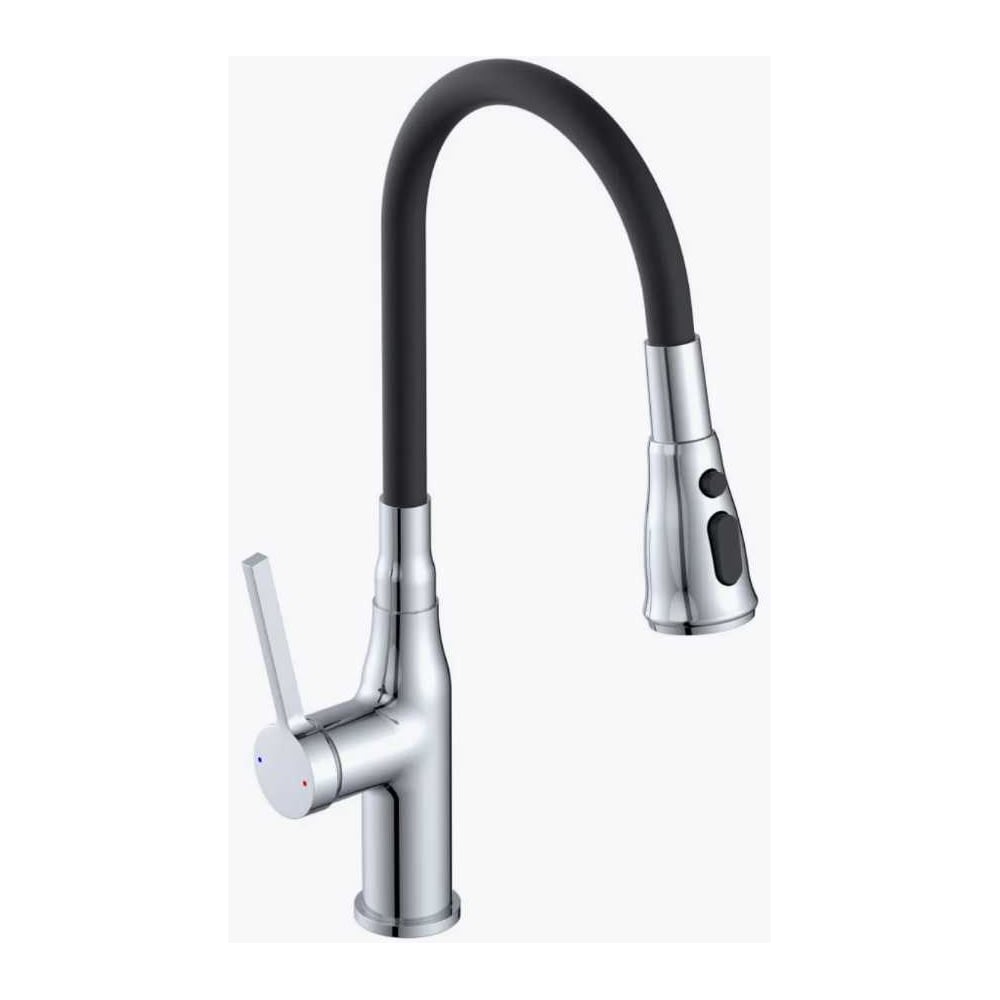 Изображение товара Современный черный однорычажный смеситель для кухни с выдвижным изливом ECONOCE 750 D35