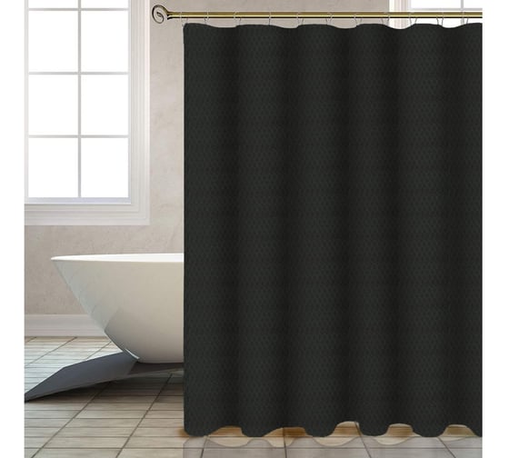 Изображение товара Шторка для ванной PERFECTO LINEA Harmony (12 колец в комплекте), 180x180 см, жемчужно-чёрный, 36-118112