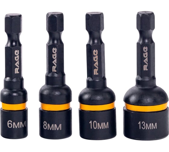 Изображение товара Бита для кровельных саморезов RAGE 6, 8, 10, 13 мм, длина 48 мм, 4 шт 554800