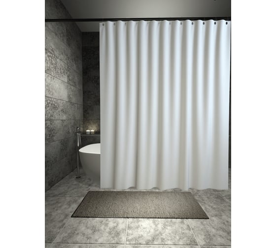 Изображение товара Штора для ванной PRIMANOVA GRAND PREMIUM с утяжелителем 240x200, белый, материал: PLE (ткань полиэстер) DR-60074