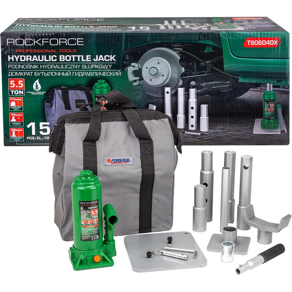 Изображение товара Домкрат бутылочный гидравлический Rockforce RF-T90604DX 5,5т для профессионалов