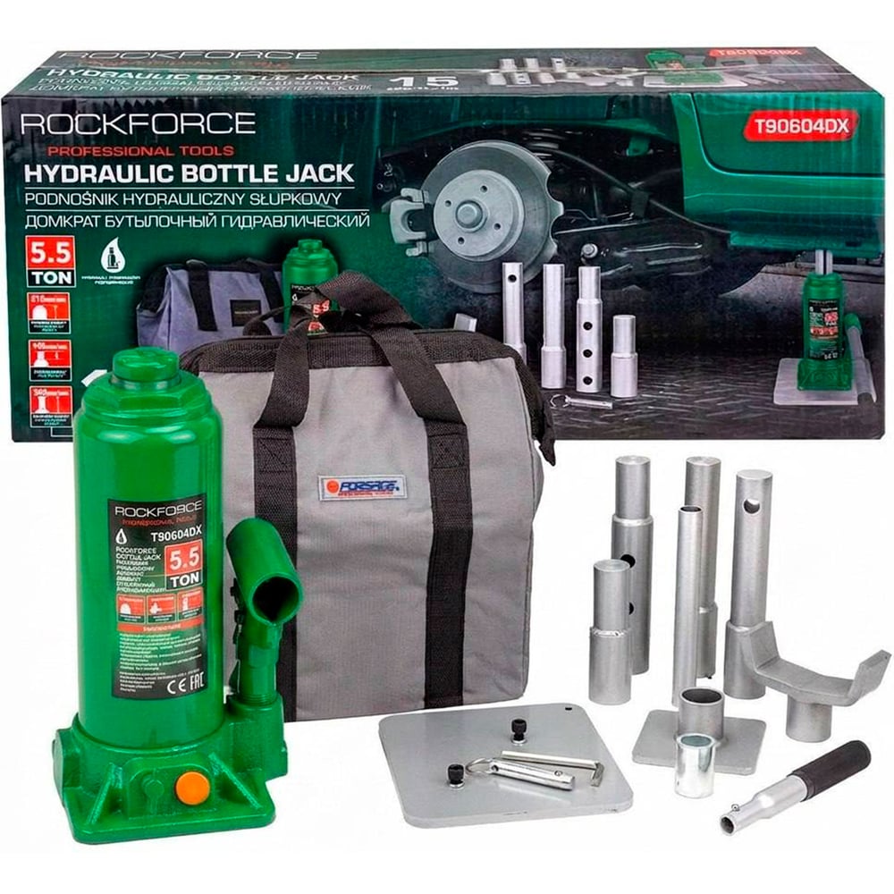 Изображение товара Домкрат бутылочный гидравлический Rockforce 5,5т RF-T90604DX(62597)