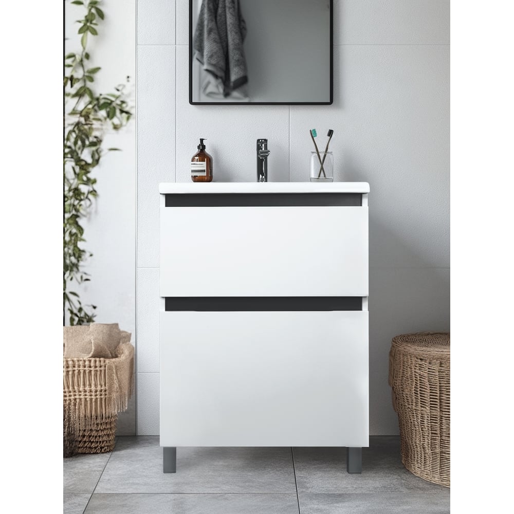 Изображение товара Напольная тумба белая NABEGATAKI 60 см для ванной комнаты и интерьера