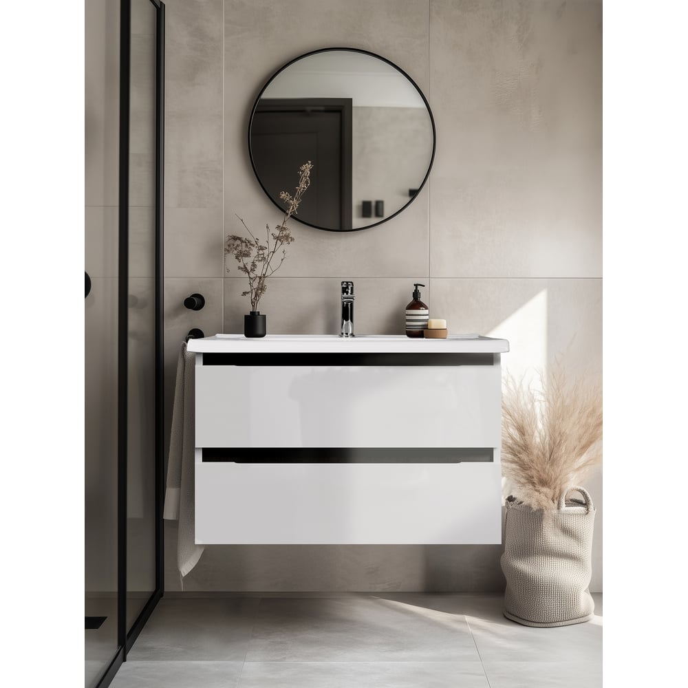 Изображение товара Подвесная тумба белая NABEGATAKI 80 см для ванной комнаты