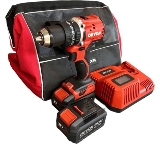 Изображение товара Аккумуляторная ударная дрель-шуруповерт DEVON 2 АКБ 4 Ач, З/У, сумка, 5205-LI-20-SET