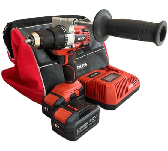 Изображение товара Аккумуляторный шуруповерт DEVON 2 АКБ 4 Ач, З/У, сумка, 5282-Li-20-SET