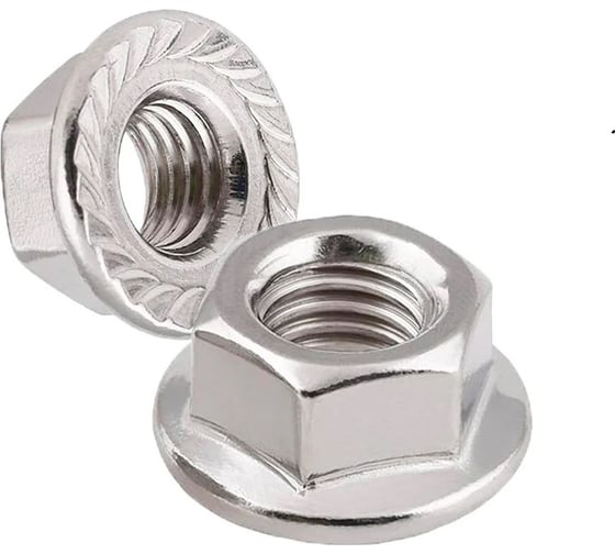 Изображение товара Гайка нержавеющая с фланцем Edelfix М4 DIN 6923 А2, с зазубринами, шестигранная 40 шт. 692324 40