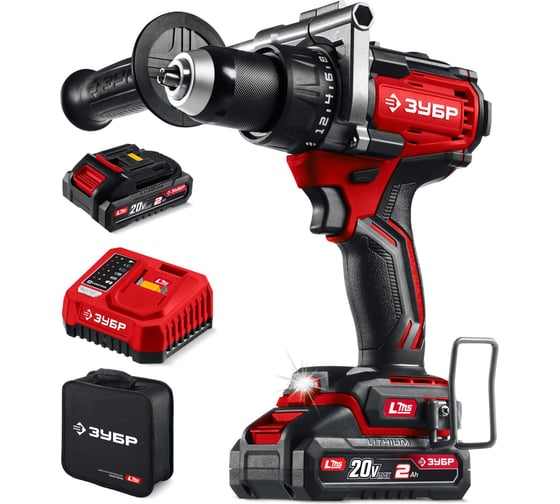 Изображение товара Бесщеточная дрель-шуруповерт, сумка ЗУБР 20 В, 165 Н·м, 2 АКБ LMS (2 А·ч) ДБ-165-22