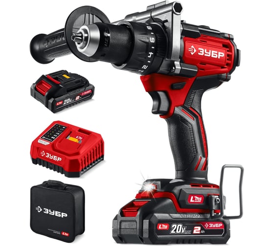 Изображение товара Бесщеточная ударная дрель-шуруповерт, сумка ЗУБР 20 В, 165 Н·м, 2 АКБ LMS (2 А·ч) ДБУ-165-22