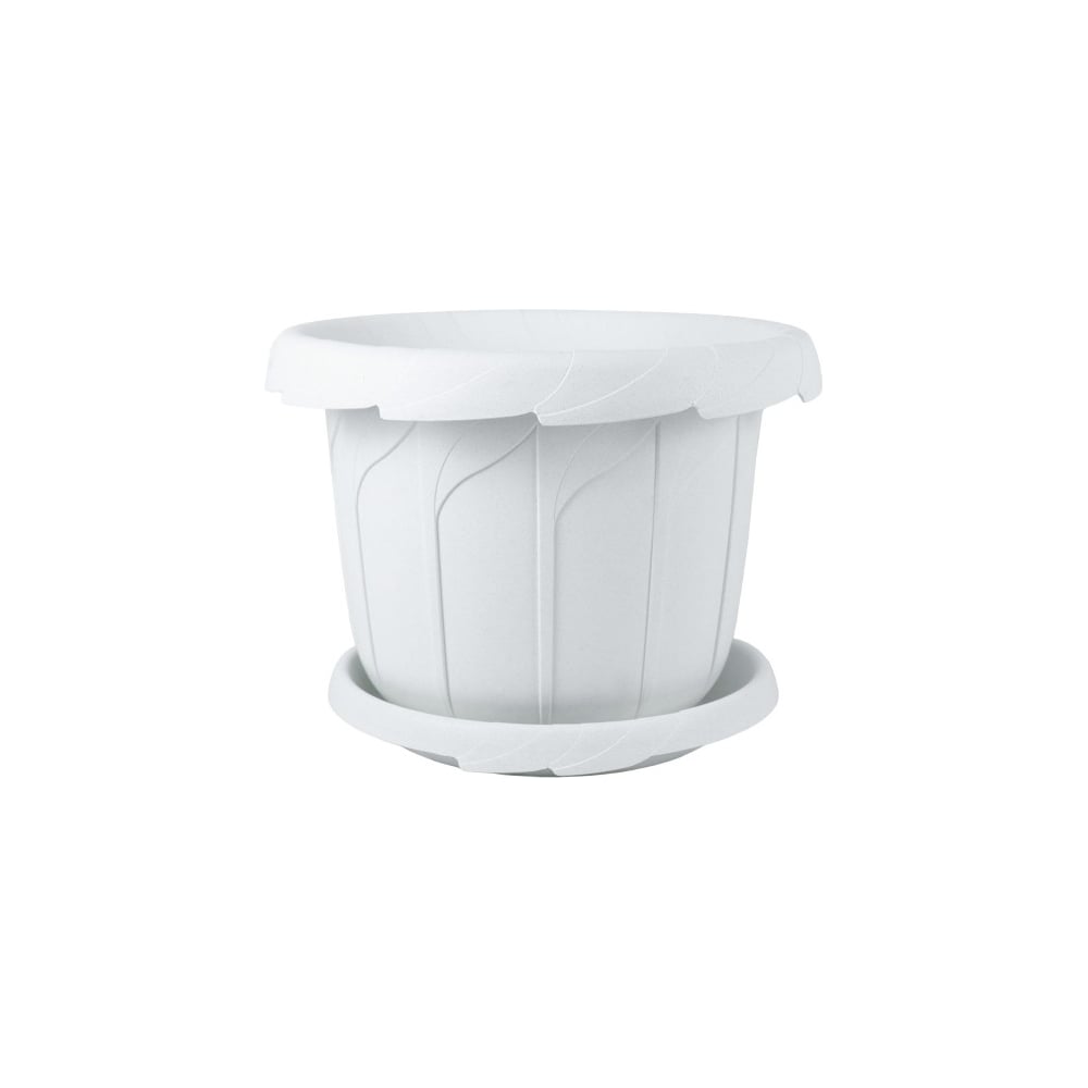 Изображение товара Кашпо Лаура D 320 12л с поддоном мрамор POLYAGRO