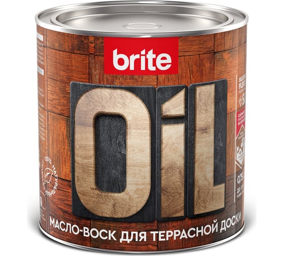 Изображение товара Масло-воск для террасной доски BRITE FLEXX бесцветное, банка 0.75 л, 212475