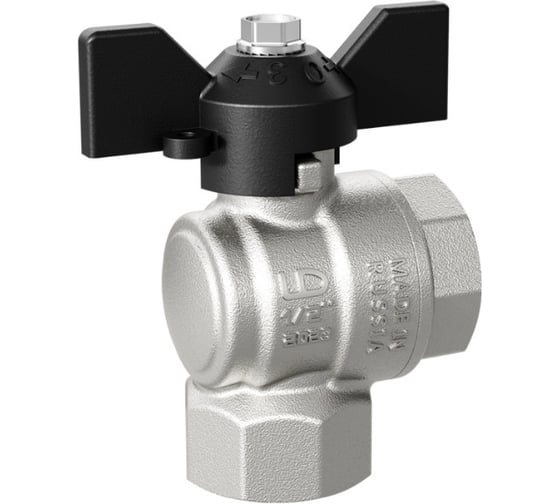 Изображение товара Кран шаровой латунный угловой LD Pride 47.25.В-В.У.Б Ду 25 Ру 40 бабочка с биркой LD 47.210.25