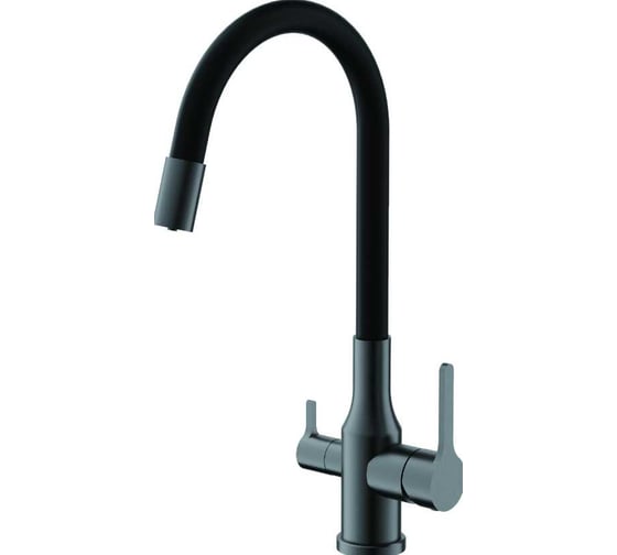 Изображение товара Смеситель для кухни BELZ корпус оружейная сталь излив черный B76814-3