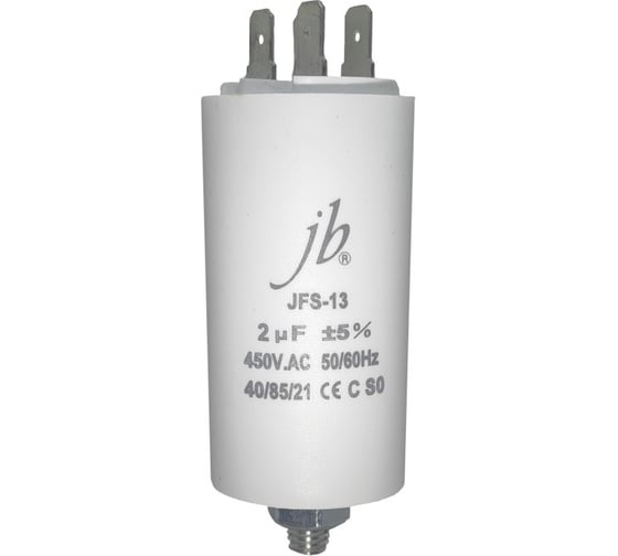 Изображение товара Конденсатор пусковой JB Capacitors 2мкФ, 450В, 30x60, JFS-13 (CBB60-E) (клеммы+болт) JFS13A6205J000000B-436