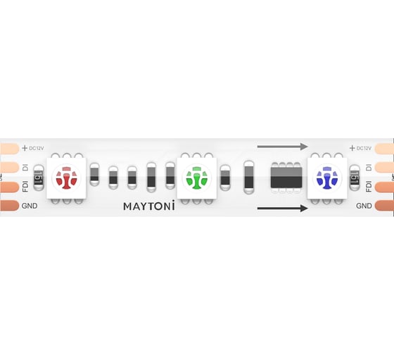 Изображение товара Светодиодная лента Maytoni 12В 5050 14,4Вт/м RGB 5м IP 67 201244