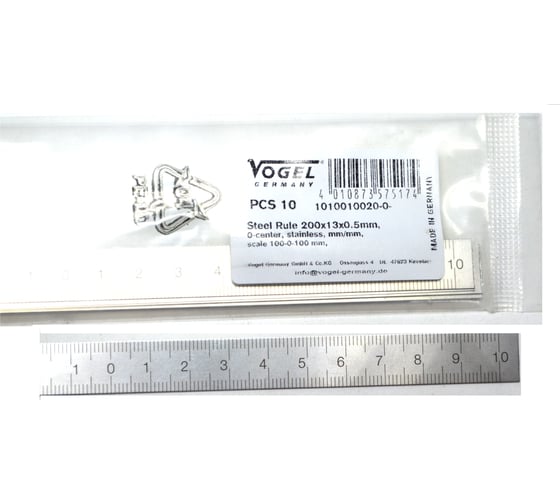 Изображение товара Линейка нержавеющая Vogel 200x13x0.5, 1мм/1мм 1010010020