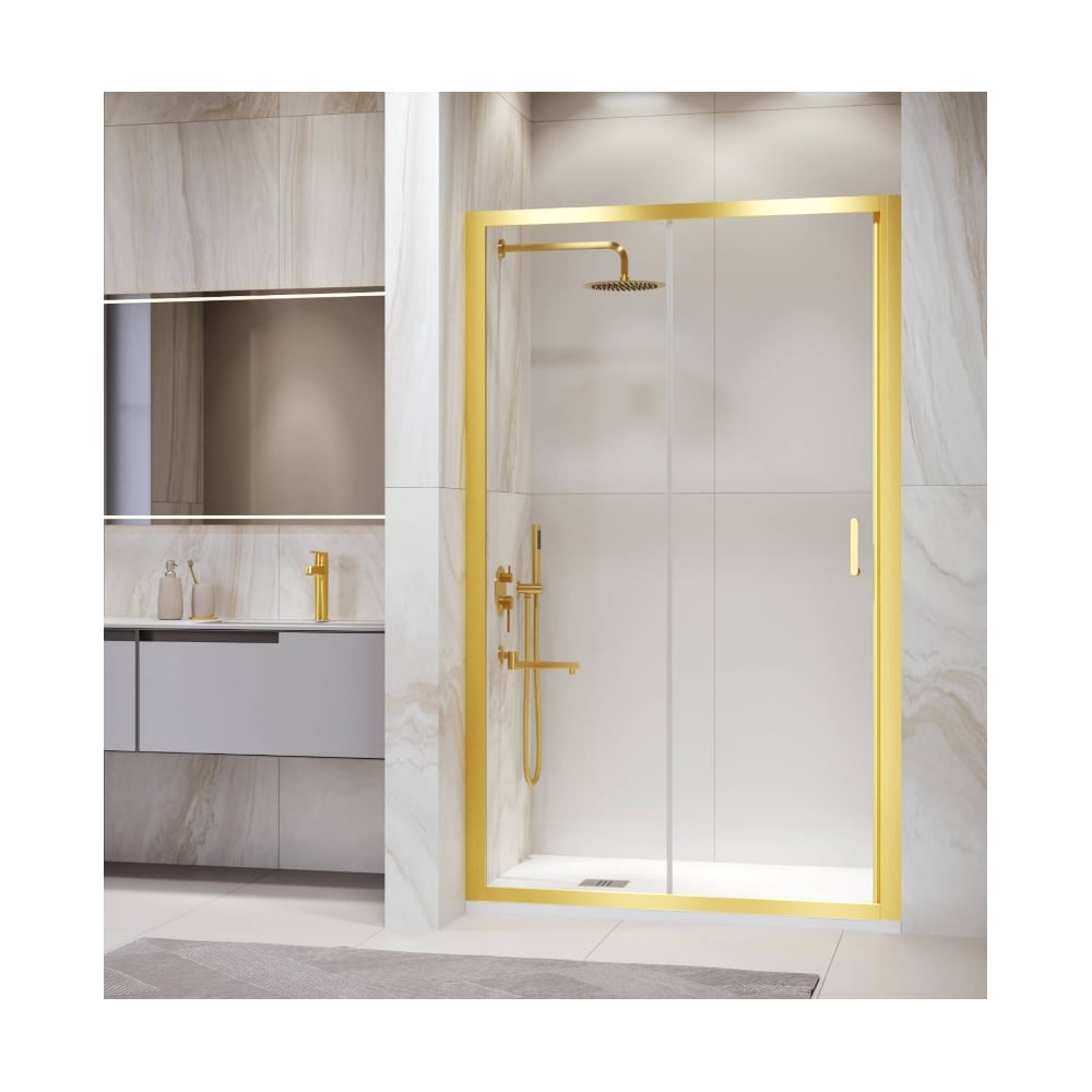 Изображение товара Душевая дверь PA-14 Gb Золото браш 130х195 см с прозрачным стеклом