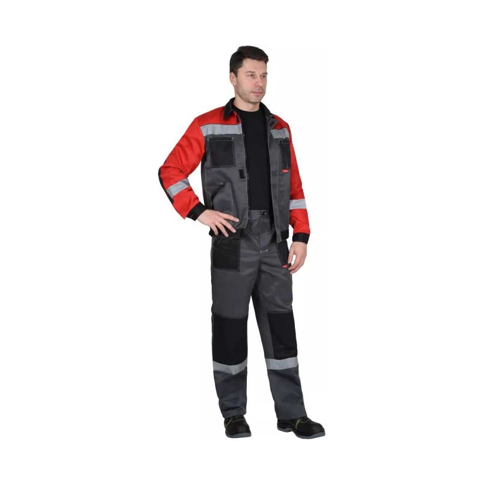 Изображение товара Костюм СИРИУС Лигор-2 куртка кор., брюки т.серый с красным и черным